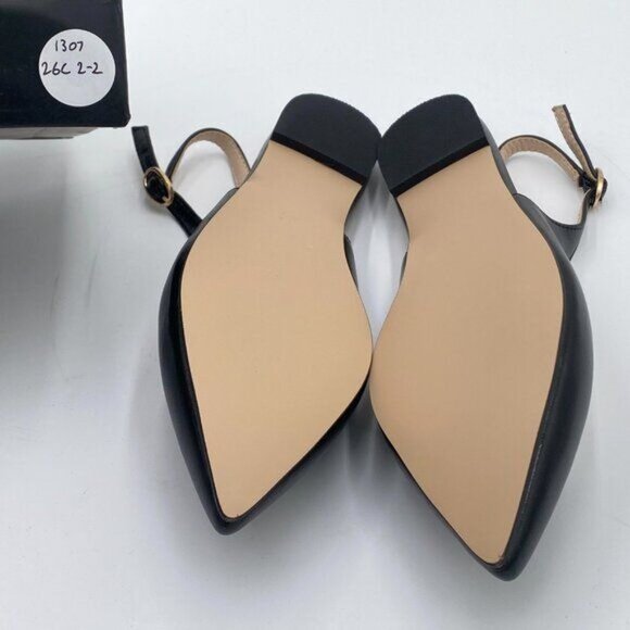 FOWT Simple Closed Pointed Toe Slingback Buckle Strap Womens Brown Flats - Picture 5 of 7